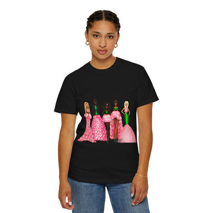 Fashionable Women in Pink Dresses Garment-Dyed T-Shirt