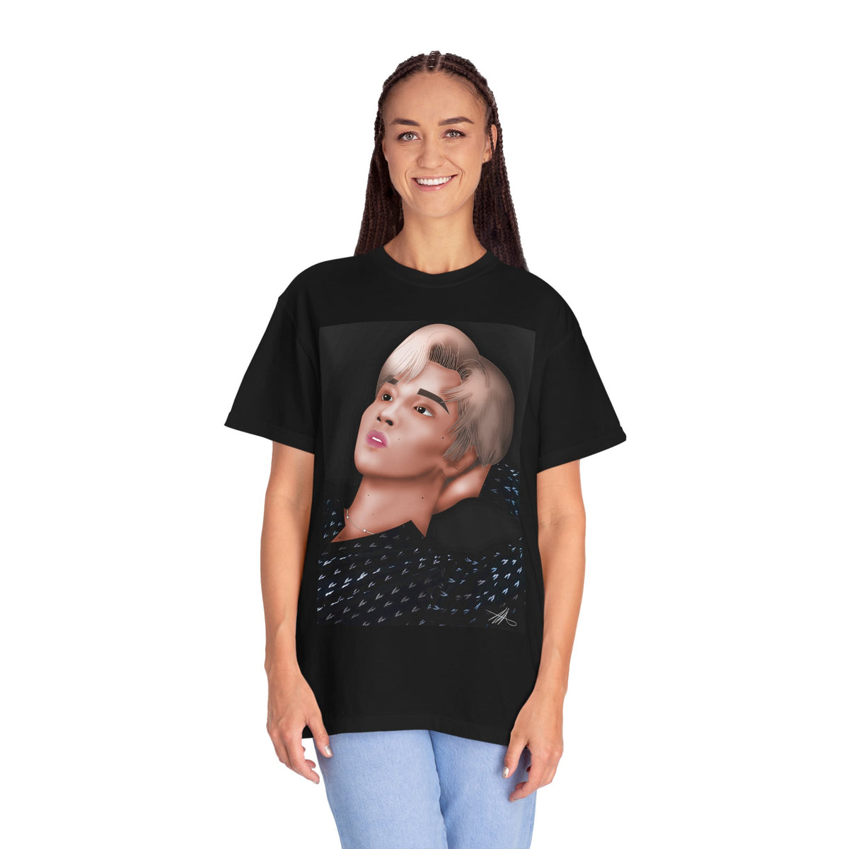 K-Pop Idol Portrait Black T-Shirt