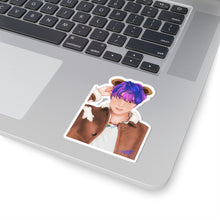 Purple-Haired K-Pop Idol Sticker — Cute Bear Ears Kiss-Cut Vinyl